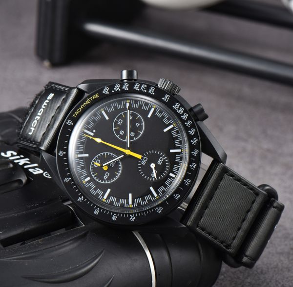 

bioceramic planet moon watch men watches full function quarz chronograph movement watches waterproof luminous leather strap wristwatches, Slivery;brown