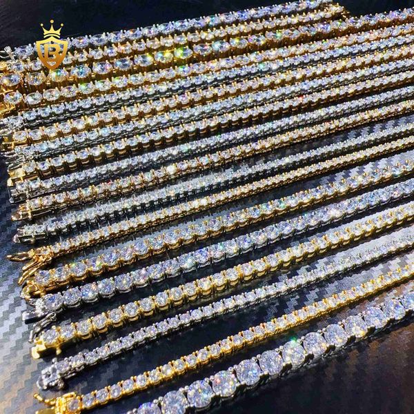 

wuzhou blingdiam brass 18k gold plated fashion 3mm 4mm 5mm 6mm 5a+ zircon cubic cz tennis chain for men women, Silver