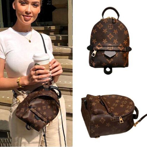 

bags designer millionaire womens mini backpack children backpacks women printing pu leather school bag brown flower handbags 19x14x8cm