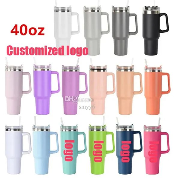 

40oz tumblers cups with handle insulated stainless steel tumbler lids and straw car travel mugs coffee tumbler termos cups with logo