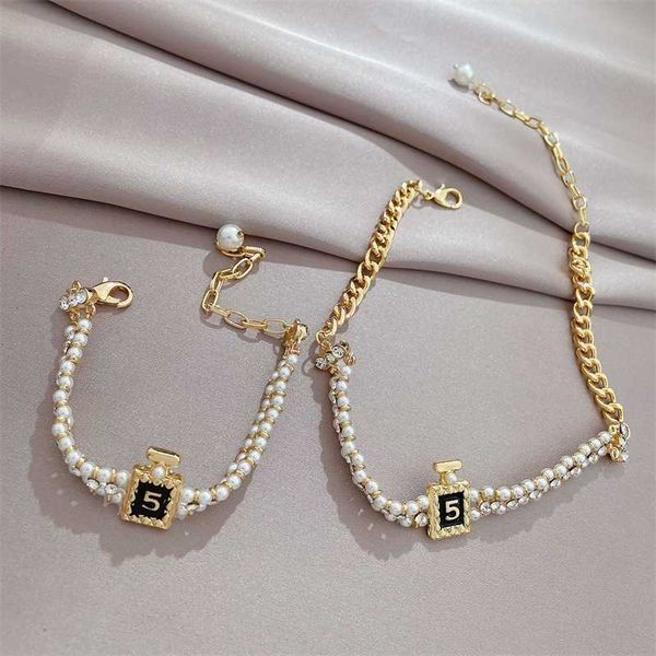 

beaded necklaces fashion bottle pearl number 5 for woman flower necklace luxury brand 230613, Silver