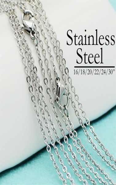 

50 pcs stainless steel necklace chain neovogue 16 18 20 22 24 30 inch oval link cable necklace bulk whole for women men 2012183354446, Black