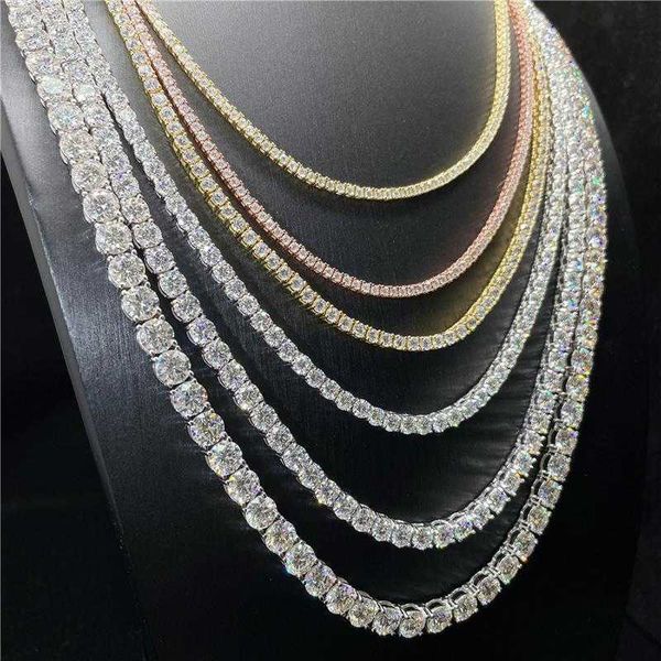 

full size 925 sterling silver rose gold iced out tennis chain moissanite diamond necklace /bracelet jewelry