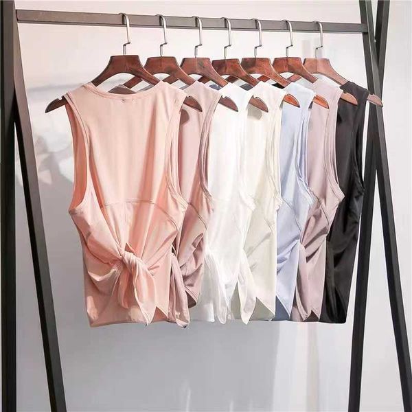 

lulu wear open back sleeveless t shirts women solid mesh loose sports yoga fitness breathable quick drying workout gym vest woman
