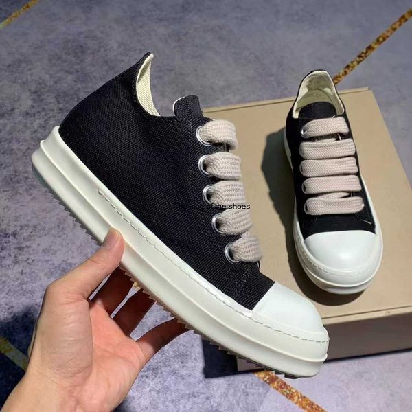 

luxury rick boots designer 2023 ro owens shoes mens canvas low shoes sneakers fashion women black lace up martin with materials