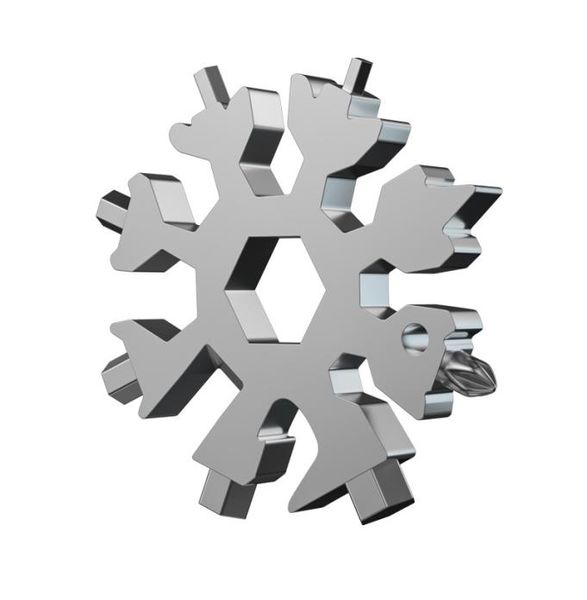 

18 in 1 multifunctional snowflake wrench camp key ring keychain survival bottle opener multipurpose portable screwdriver outdoor 6097646, Silver