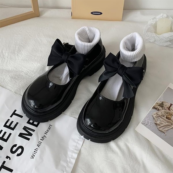 

new summer mary janes detachable butterfly-knot zapatillas mujer japanese style solid lolita shoes daily womens footwear, Black