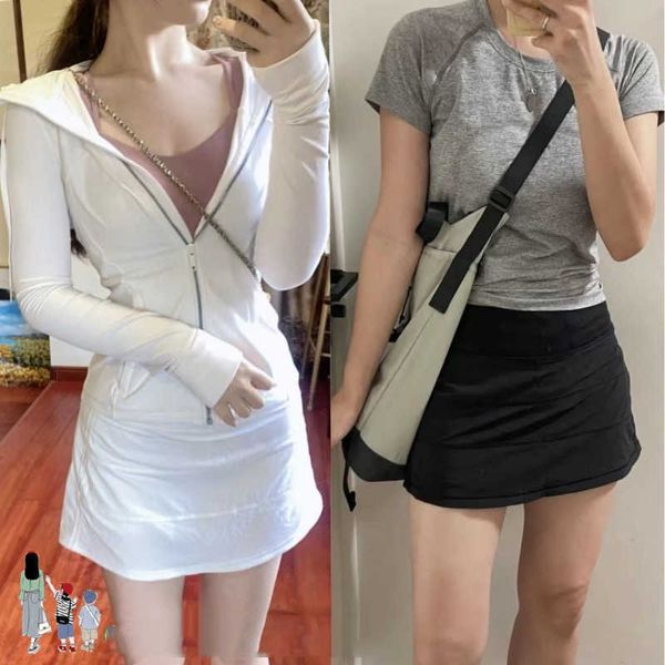 

lulu sports tennis short summer skirt anti-slip fake two pieces with lining lady high waist pleated skirt pace rival yoga fitness skirt woma