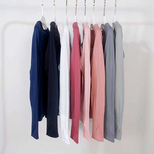 

lulu t shirt women long sleeve sport fitness yoga shirt elasticity crew neck quick dry breathable gym workout running t-shirts woman lady