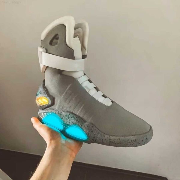 

air mag automatic laces casual shoe sneakers marty mcfly's led shoes man back to the future glow in the dark gray boots mcflys sneaker, Black