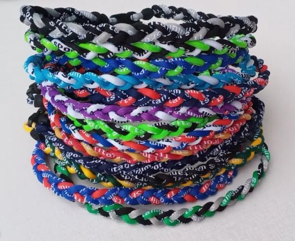 

mix color sport energy necklace titanium germanium pendant new arrival 3 ropes tornado braided titanium baseball football many colors, Silver