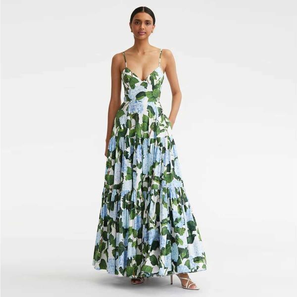 

dresses american designer dress hydrangea printed suspender, Black;gray