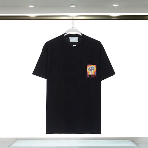 

23ss designer tide t shirts chest letter laminated print short sleeve high street loose oversize casual t-shirt 100% pure cotton for men an, White;black