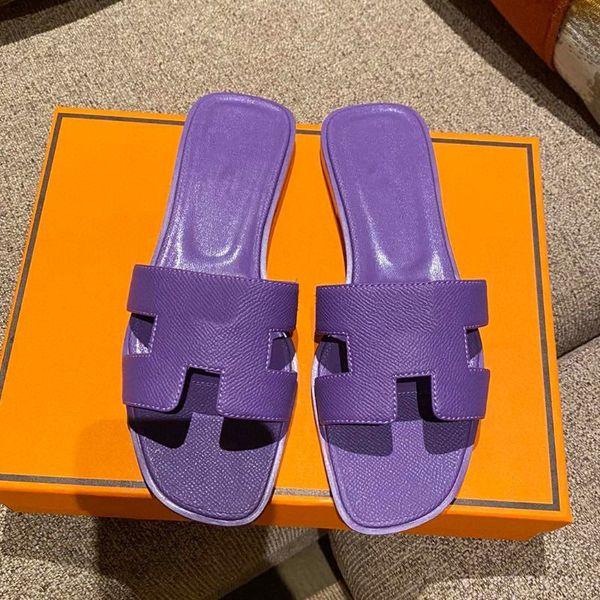 

genuine leather high-end slippers for womens summer wear fashion 2023 new flat bottomed vacation beach shoes one line sandals for womens sli, Black