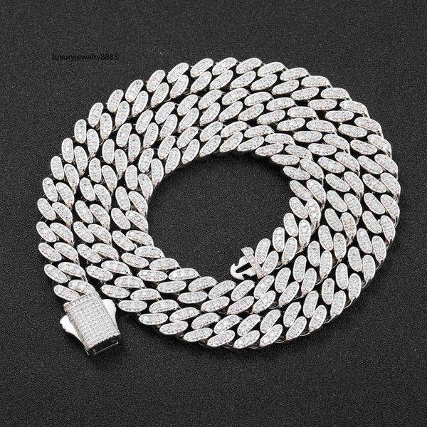 

10mm width one row iced out man jewelry gra certificates pass diamond tester vvs1 moissanite cuban chain necklace, Silver