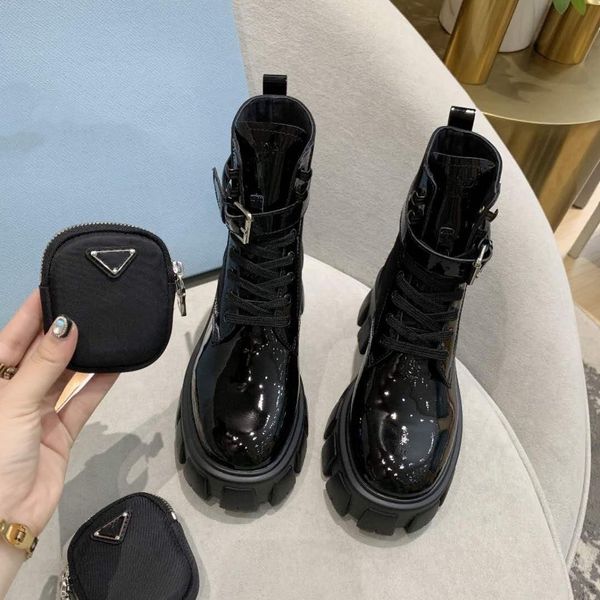 

designer motorcycle boots autumn winter womens for women 's slip-on round toe ankle boats men buckle luxurious ladies brand short woman, Black