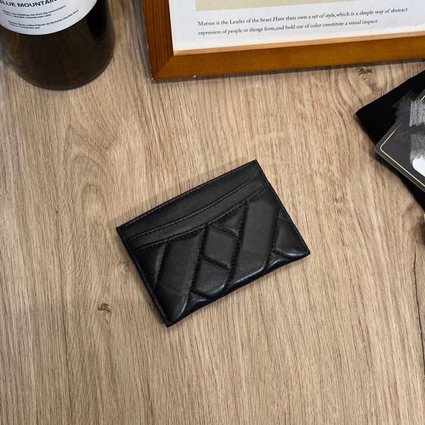 

designer card holder leather mini women purse girls clip soft sheepskin ultra-thin small fragrant cf diamond card bag 230615, Brown;gray