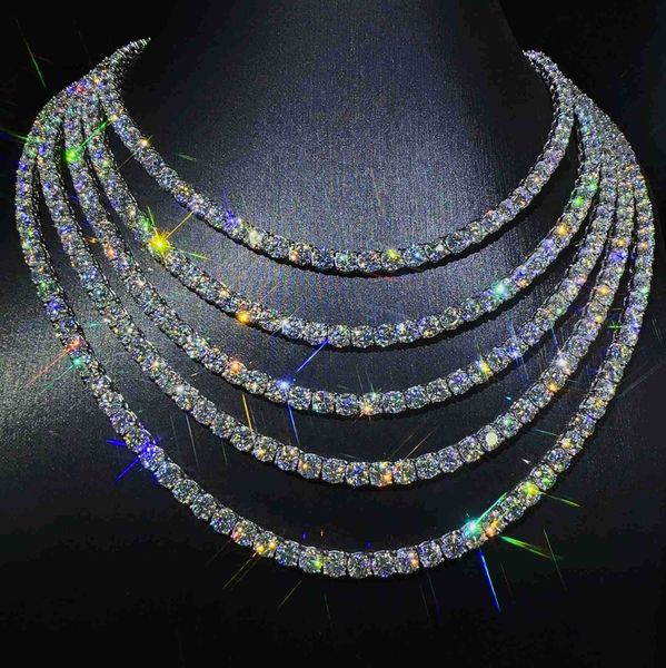 

hip hop 5mm tennis necklaces charm chain in stock 925 silver vvs moissanite iced out fashion tennis chain