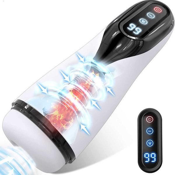 

toy massager automatic male masturbators with 9 suction vibration heating toys for men hands pocket stroker