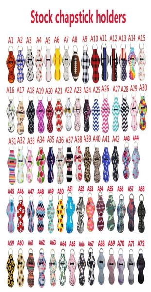 

neoprene keychain sports printed chapstick holder leopard keychain wrap lipstick holders lip cover party favor gift 61 designs5004540, Silver