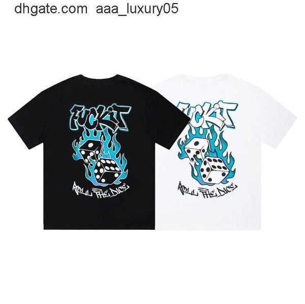 

designer fashion clothing tees tshirt trapstar flame dice hd printed short sleeve american street loose relaxed round neck tshirtcasual cott, White;black