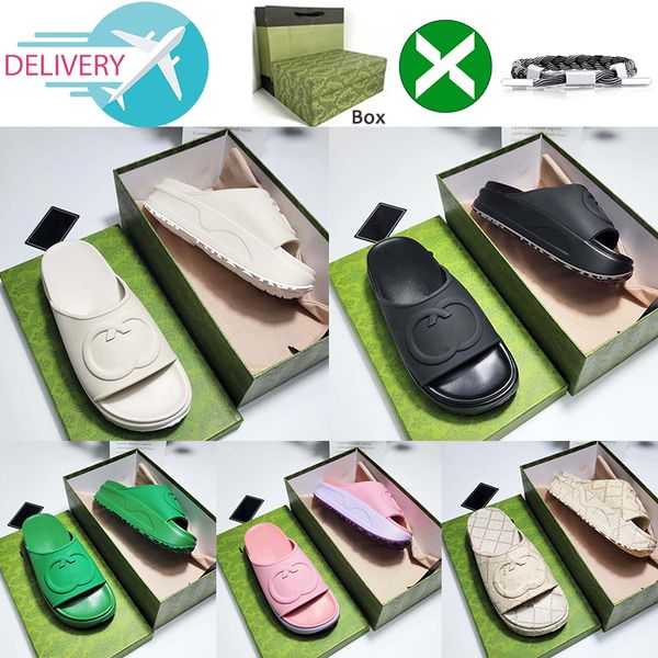 

womens interlocking rubber slippers women macaron thick sole shoes purple turquoise breathable non-slip slipper home casual summer embossed, Black