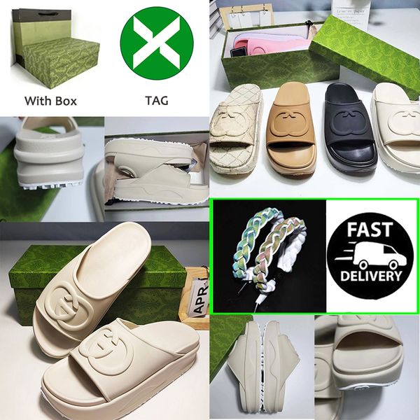 

luxury slippers slide brand designers women ladies hollow platform sandals womens slide sandal with lnterlocking g lovely sunny beach shoes, Black