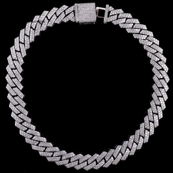 

10mm 2rows vvs pass tester moissanite cuban chain 925 sterling silver gold ice out hip hop chain luxury jewelry