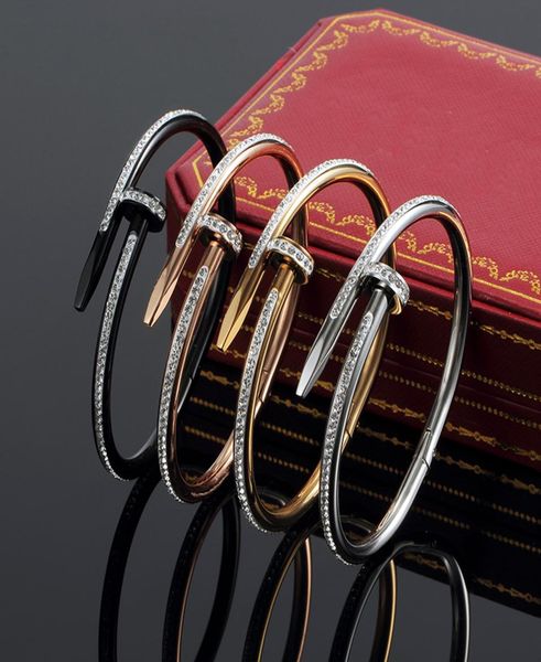 

lovers bracelet women stainless steel cuff bangle open nails in hands christmas gifts for girls accessories whole8765203, Black