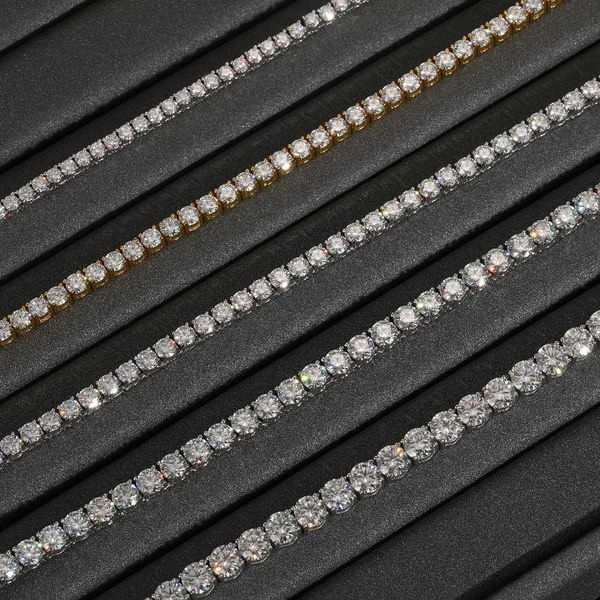 

iced out silver lab created moissanite diamond cluster tennis chain