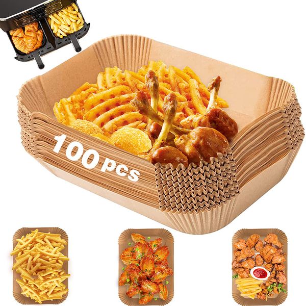 

Disposable Baking Paper ers - Rectangle Non-stick Mat for Ninja Foodi Air Fryer Accessories, Waterproof & Oil-proof, Heat-Resistant, 2024, Beige