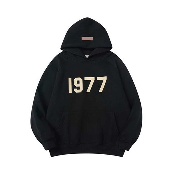

1977 designer essen hoodies hoody men essentail pullover sweatshirts oversized clothing quality mens womens hooded jumper refflective lette, Black