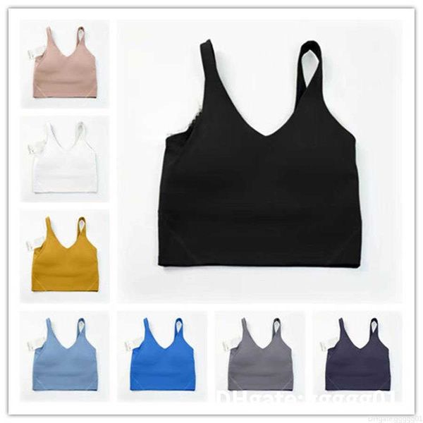 

yoga outfit lu-20 u type back align tank gym clothes women casual running nude tight sports bra fitness beautiful underwear vest shirt, Black;white