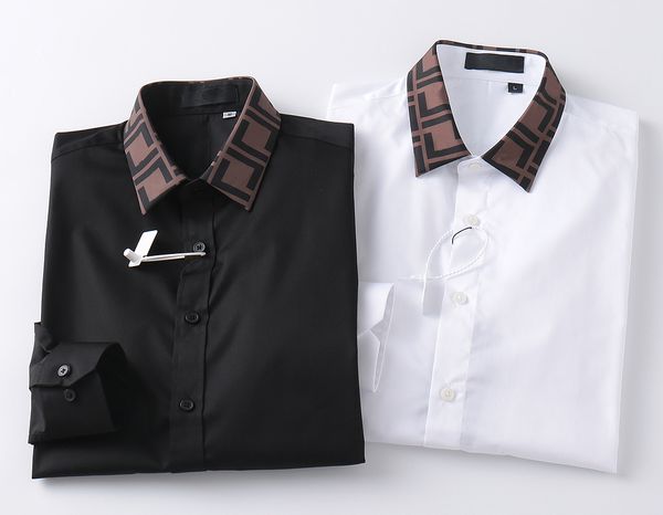 

luxury designer men's fashion men's shirt long sleeve business casual brand men's polo shirt spring slim shirt m-3xl, White;black