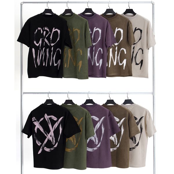 

5 colors big letter graffiti short sleeve suede summer men's tshirts streetwear loose casual crew neck tees oversized, White;black