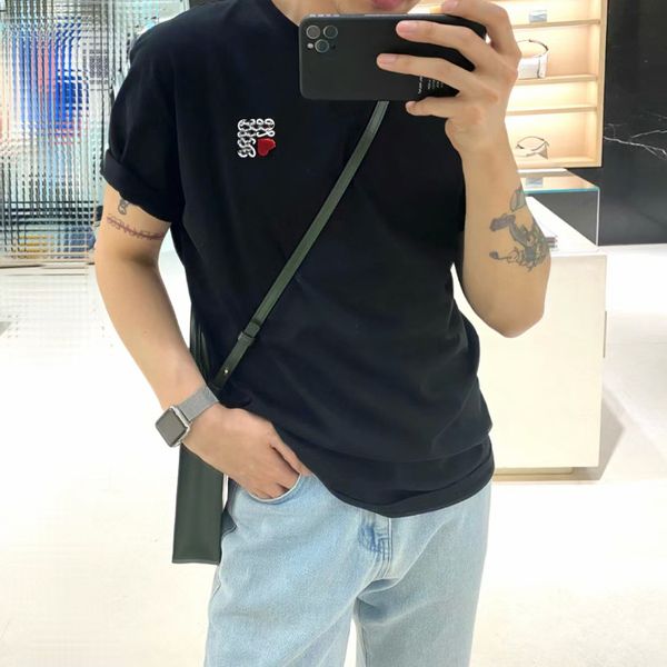 

summer spring spain anagram letter heart embroidery men's t-shirts designers luxury fashion women high street short sleeve cotton class, White;black