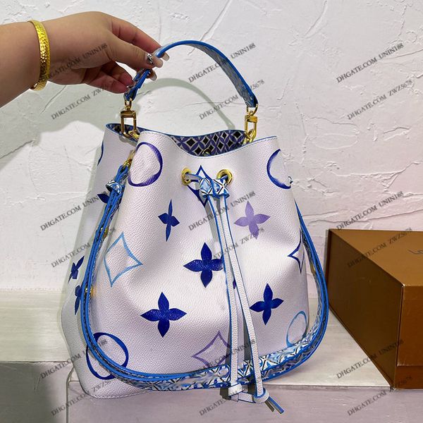 

23ss womens luxurys designers totes bag handbags white dots bucket flowers shouder crossbody women handbag pouch purse 25 cm