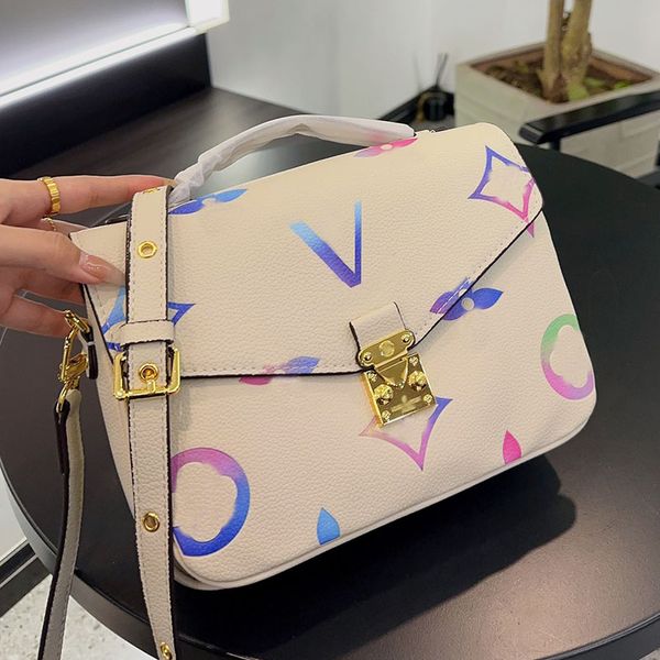 

medium women designer messenger bag colorful old flower gold lock adjustable leather strap with handle crossbody shoulder handbag 4 colors l