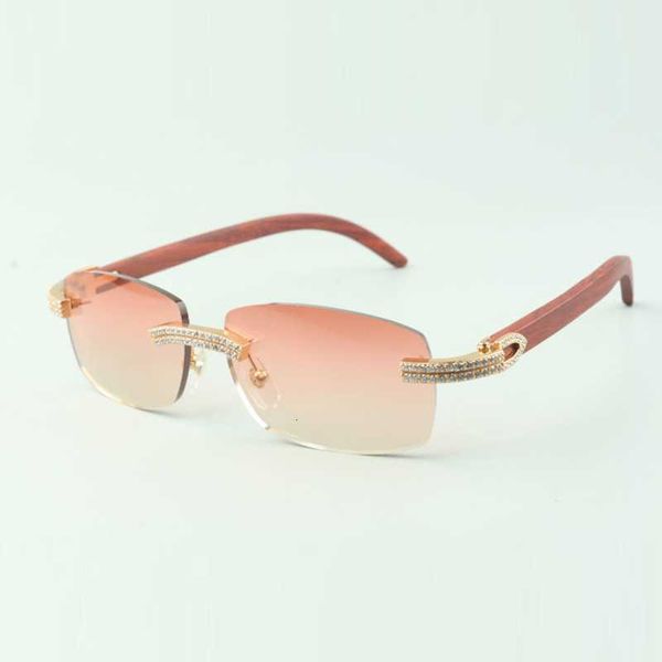 

direct sales double row diamond sunglasses 3524026 with original wooden temples designer glasses size 18-135 mm, White;black