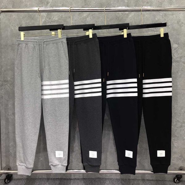 

time breathe classic tb guard spring and autumn loose strap straight drawstring for men women couples sweatpants, Black