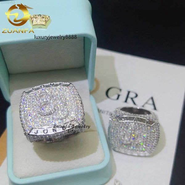 

pass diamond tester iced out 925 sterling silver custom name men vvs moissanite hip hop ring