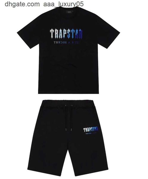 

mens trapstar t shirt short sleeve print outfit chenille tracksuit black cotton london streetwear motion current 20ess, White;black