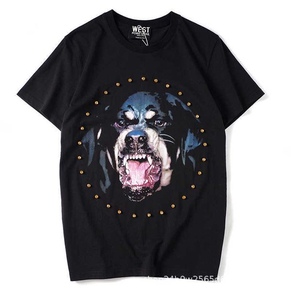 

new t-shirt polo shirt men's and women's designer men's clothing short sleeve t-shirt cotton dog head casual comfort men&#039, White;black