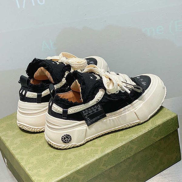 

vanness wu's xvessel canvas shoes of the same style are women's 2023 leather inner height hidden beggar shoes low open smile casua, Black