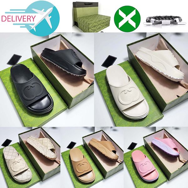 

interlocking rubber slippers womens macaron thick sole shoes purple turquoise breathable non-slip slipper home casual summer embossed mules, Black