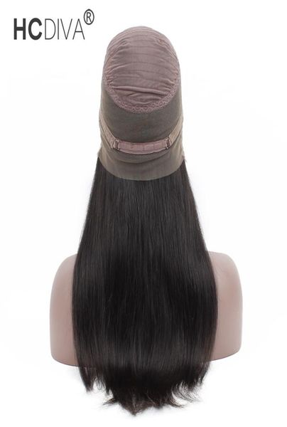 

hcdiva hair product 360 wig lace frontal human hair wigs pre plucked 150 density brazilian straight wig with baby hair remy7474654, Black;brown