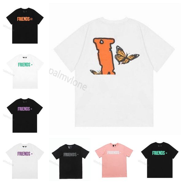 

t-shirt big v men and women loose casual smoke angel friends short vloneses sleeve 23-2, White;black