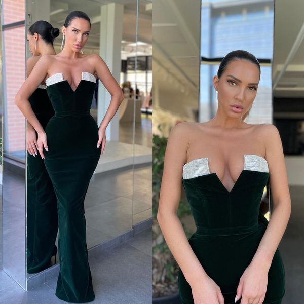 

dark green prom dresses v neck velvet party evening gowns sheath semi formal long special occasion dress, Black
