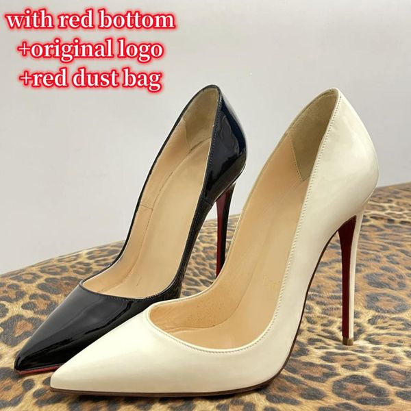

brand dress shoes designer women's high heels red bright sole 8cm 10cm 12cm stiletto black nude patent leather women's pumps with