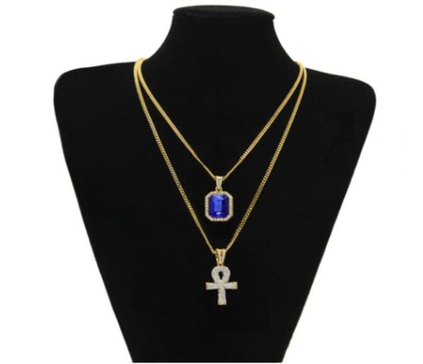 

hip hop egyptian iced out key of life ankh cross pendant 24quot chain necklace with red ruby pendant necklace jewelry set3815169, Silver